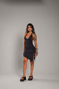 Vestido Curto Malibu Poliamida Drapeado Preto