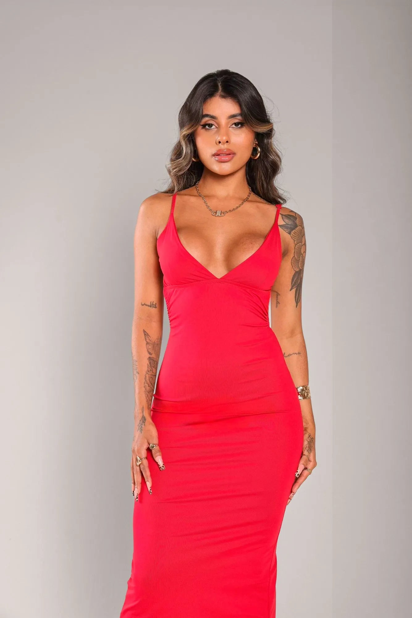 Vestido Longo Denver Poliamida Vermelho