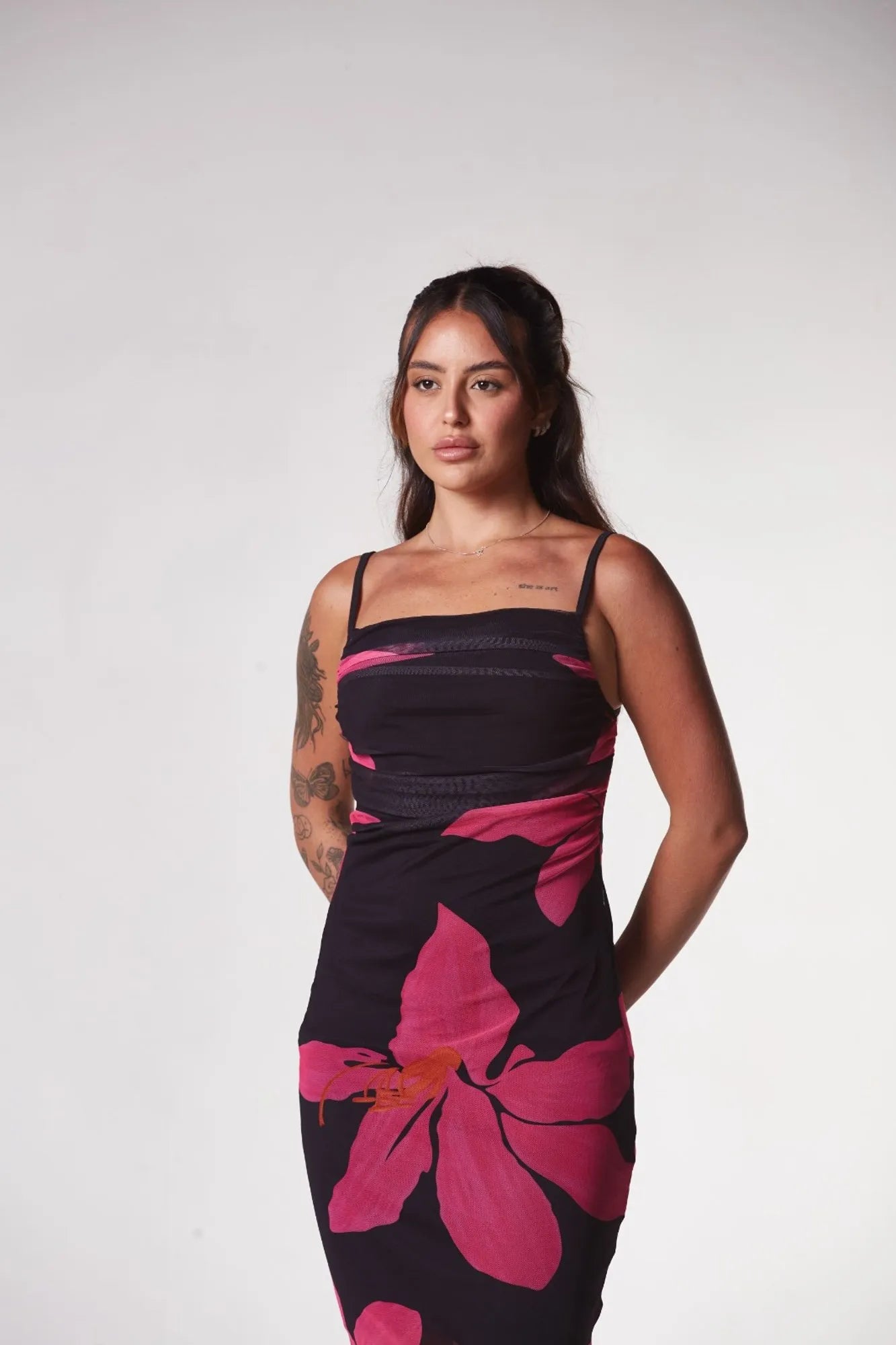 Vestido Zuri Tule Com Forro Preto/Pink